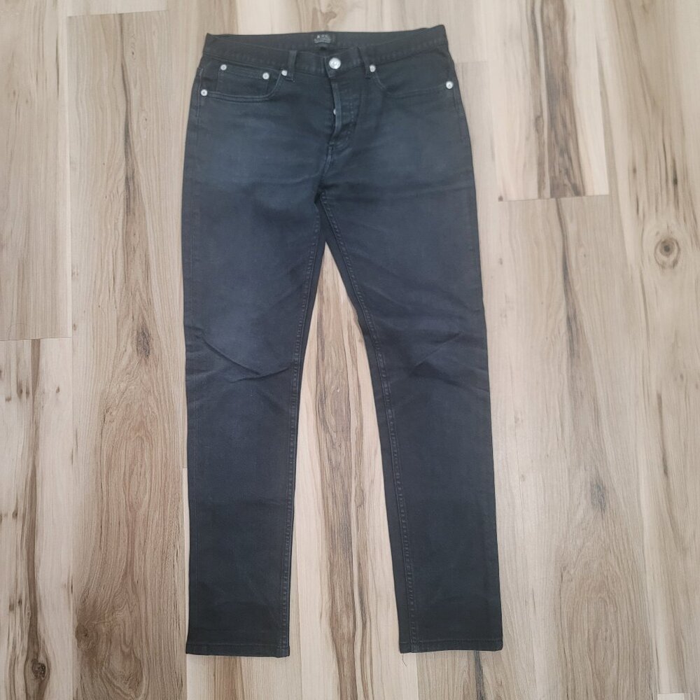 A.P.C. Petit Standard Jeans Mens 31x30 Black Denim Stretch Button Fly